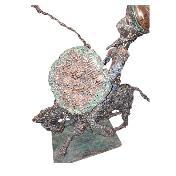 Artist C. Serraty Wire Sculpture Cowboy On A Horse With Lasso Signed - Picture 9 of 9